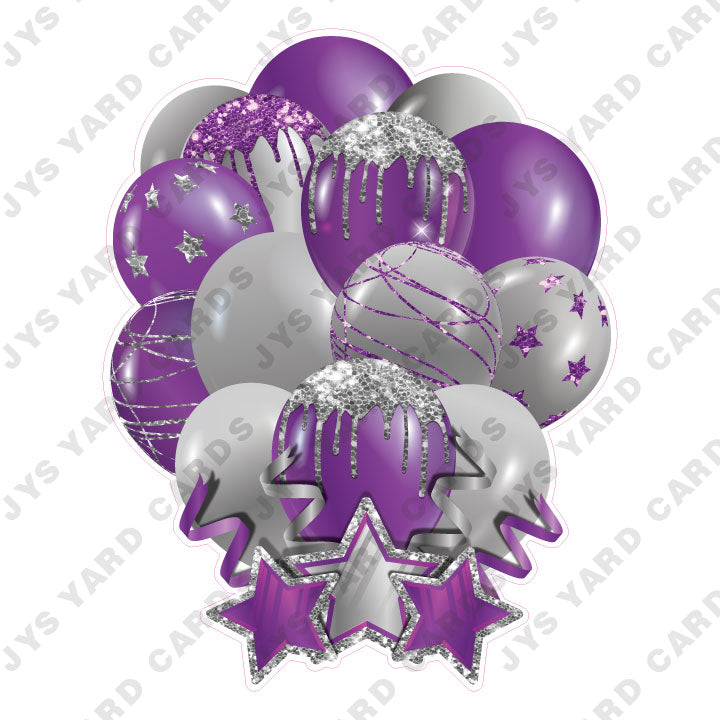 SINGLE JAZZY SOLID BALLOON: PURPLE AND SILVER - Yard Card Signs by JYS International