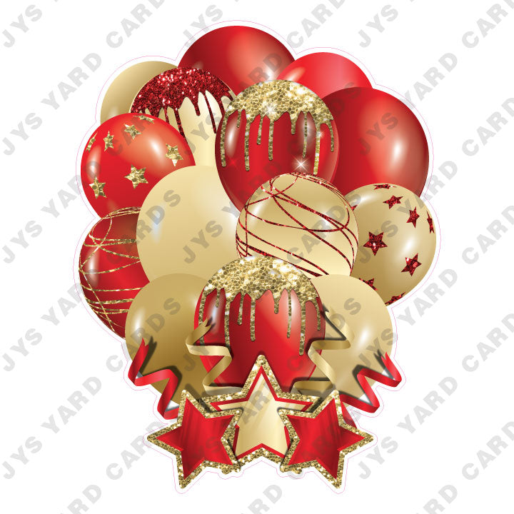 SINGLE JAZZY SOLID BALLOON: RED AND GOLD - Yard Card Signs by JYS International