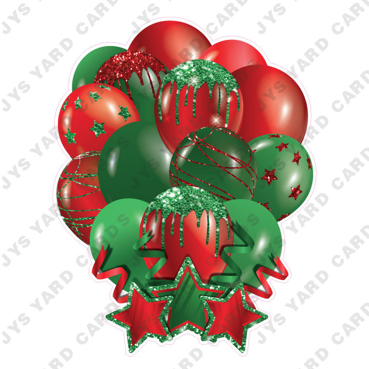 SINGLE JAZZY SOLID BALLOON: RED AND GREEN - Yard Card Signs by JYS International