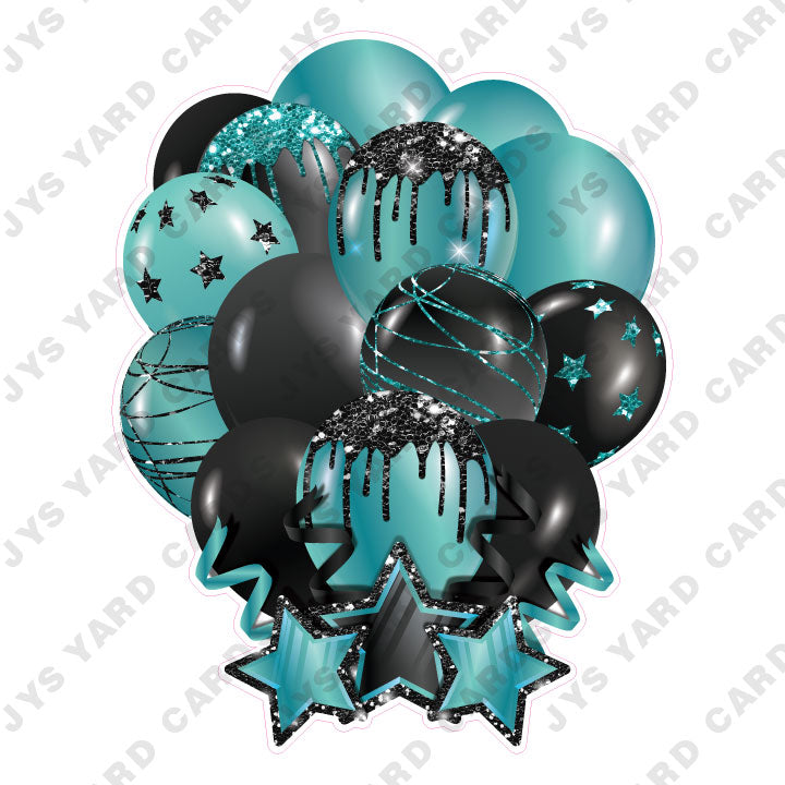 SINGLE JAZZY SOLID BALLOON: TEAL AND BLACK - Yard Card Signs by JYS International