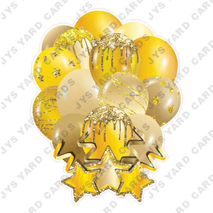 SINGLE JAZZY SOLID BALLOON: YELLOW AND GOLD - Yard Card Signs by JYS International