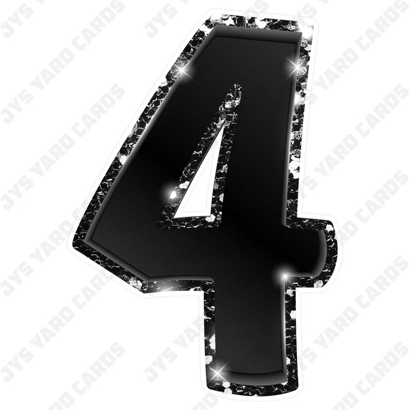 Single Numbers: 23” Bouncy Metallic Black - Yard Card Signs by JYS International