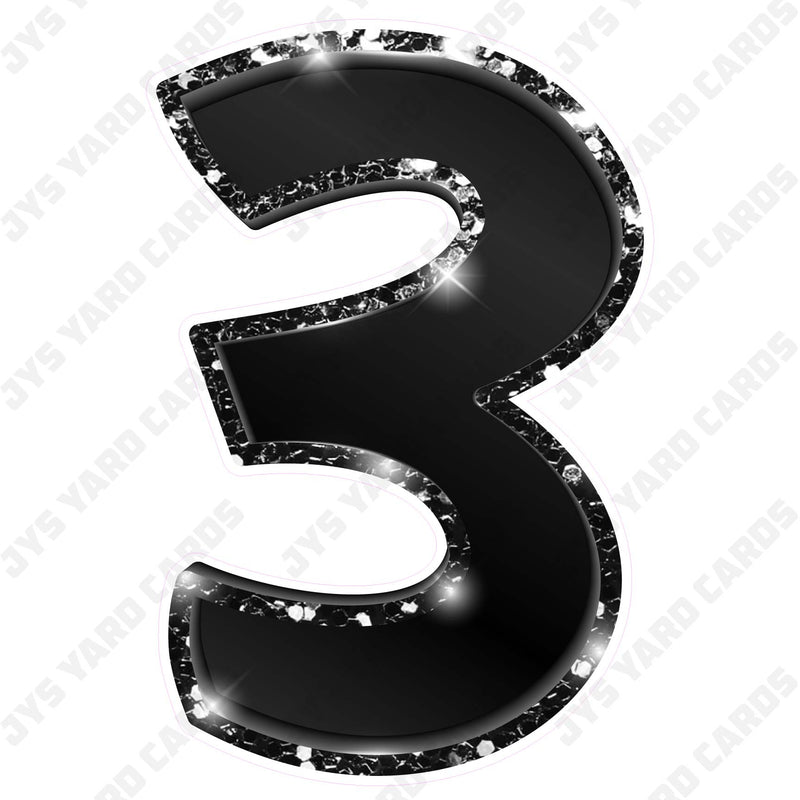 Single Numbers: 23” Bouncy Metallic Black - Yard Card Signs by JYS International