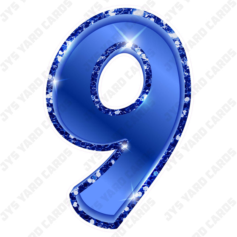 Single Numbers: 23” Bouncy Metallic Blue - Yard Card Signs by JYS International