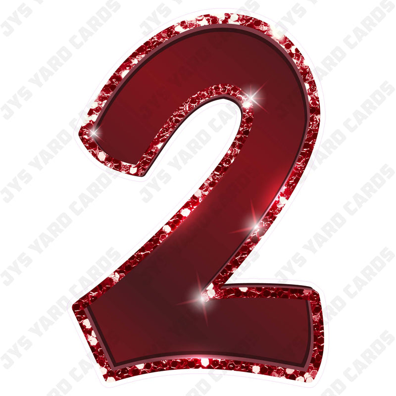 Single Numbers: 23” Bouncy Metallic Burgundy - Yard Card Signs by JYS International