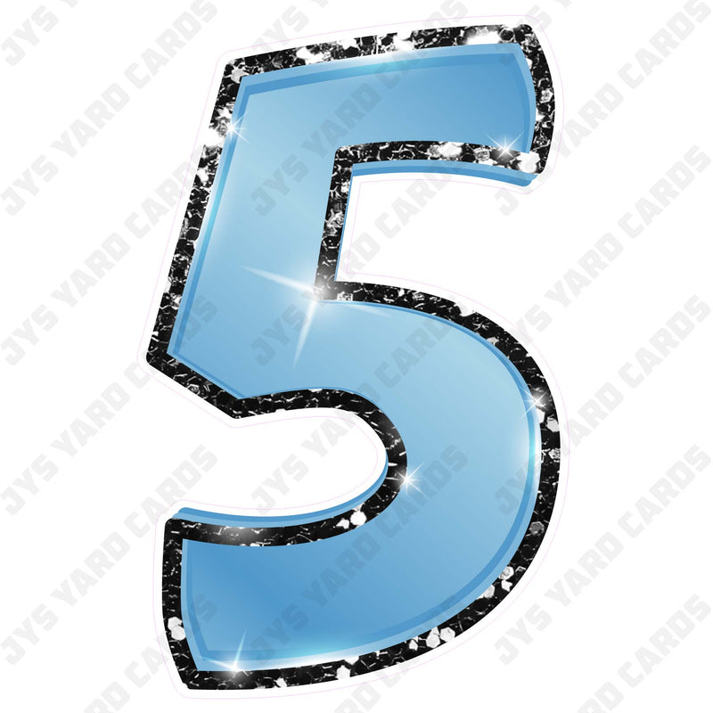 Single Numbers: 23” Bouncy Metallic Light Blue With Black Trim - Yard Card Signs by JYS International