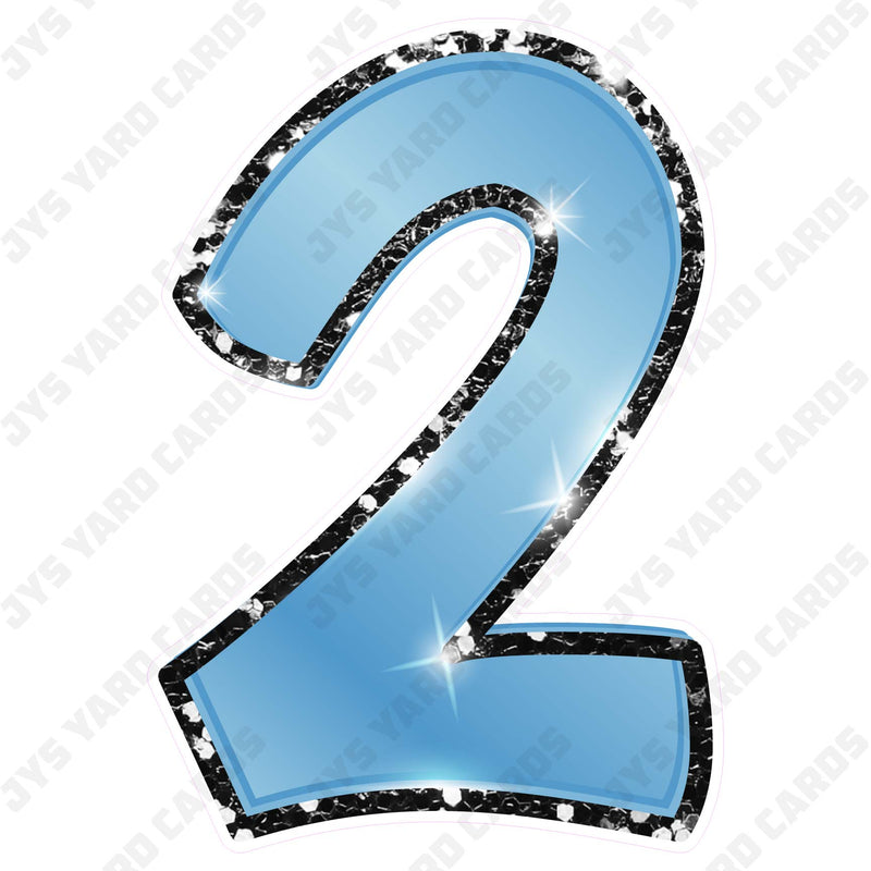 Single Numbers: 23” Bouncy Metallic Light Blue With Black Trim - Yard Card Signs by JYS International