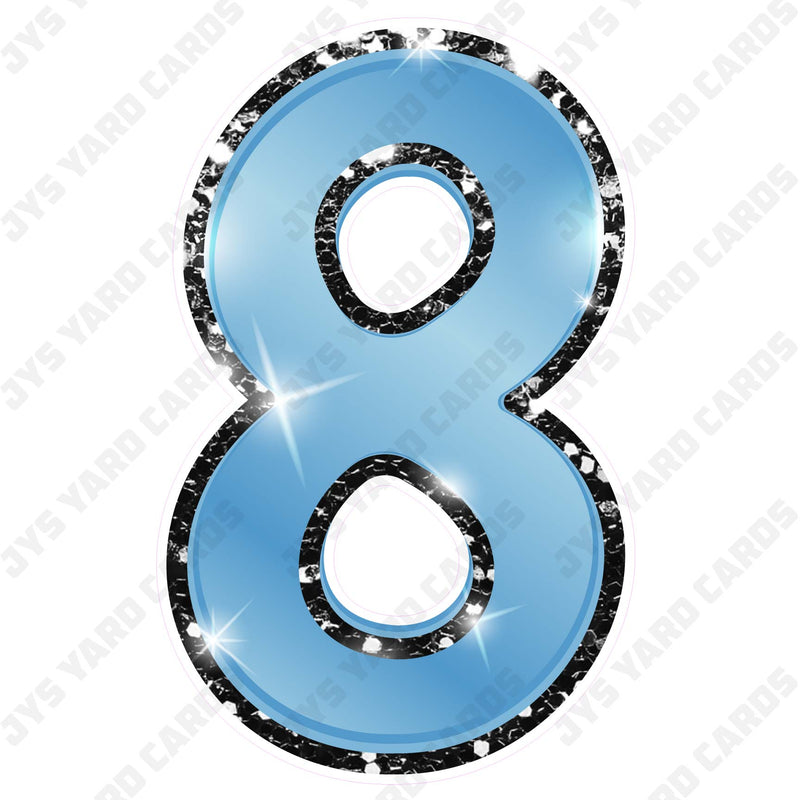 Single Numbers: 23” Bouncy Metallic Light Blue With Black Trim - Yard Card Signs by JYS International