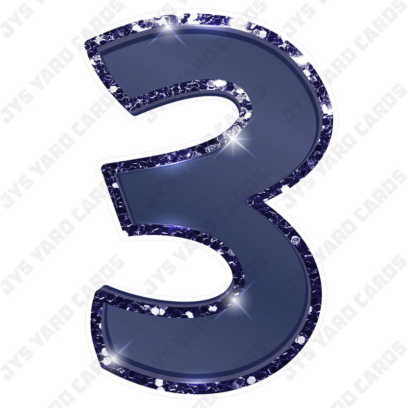 Single Numbers: 23” Bouncy Metallic Navy - Yard Card Signs by JYS International