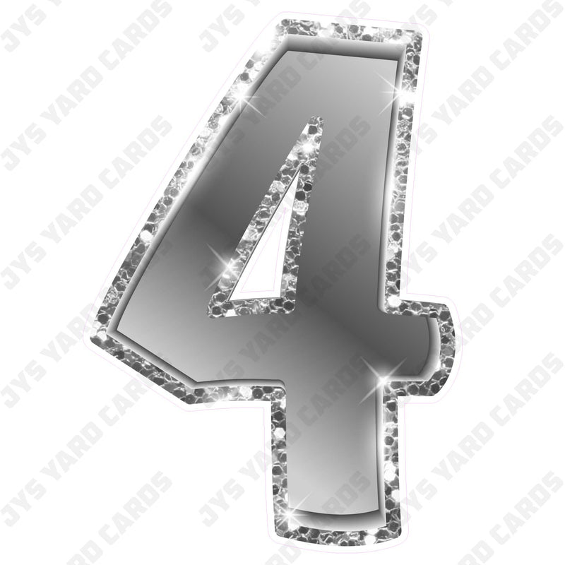 Single Numbers: 23” Bouncy Metallic Silver - Yard Card Signs by JYS International