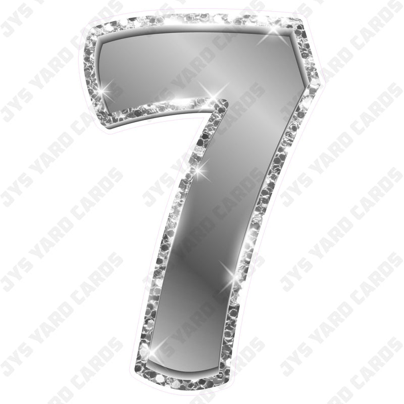 Single Numbers: 23” Bouncy Metallic Silver - Yard Card Signs by JYS International