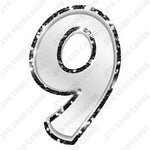 Single Numbers: 23” Bouncy Metallic White With Black Trim - Yard Card Signs by JYS International