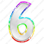 Single Numbers: 23” Bouncy Metallic White With Rainbow Trim - Yard Card Signs by JYS International