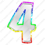 Single Numbers: 23” Bouncy Metallic White With Rainbow Trim - Yard Card Signs by JYS International