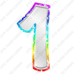 Single Numbers: 23” Bouncy Metallic White With Rainbow Trim - Yard Card Signs by JYS International