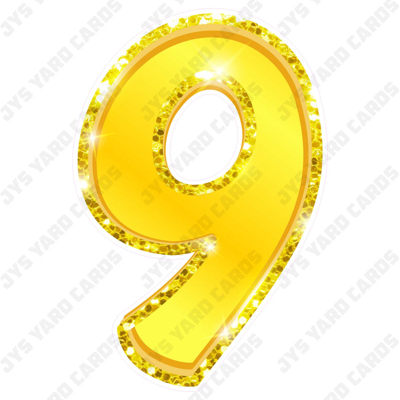 Single Numbers: 23” Bouncy Metallic Yellow - Yard Card Signs by JYS International