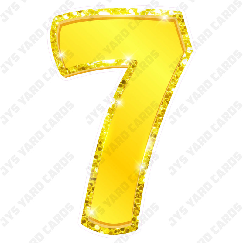 Single Numbers: 23” Bouncy Metallic Yellow - Yard Card Signs by JYS International