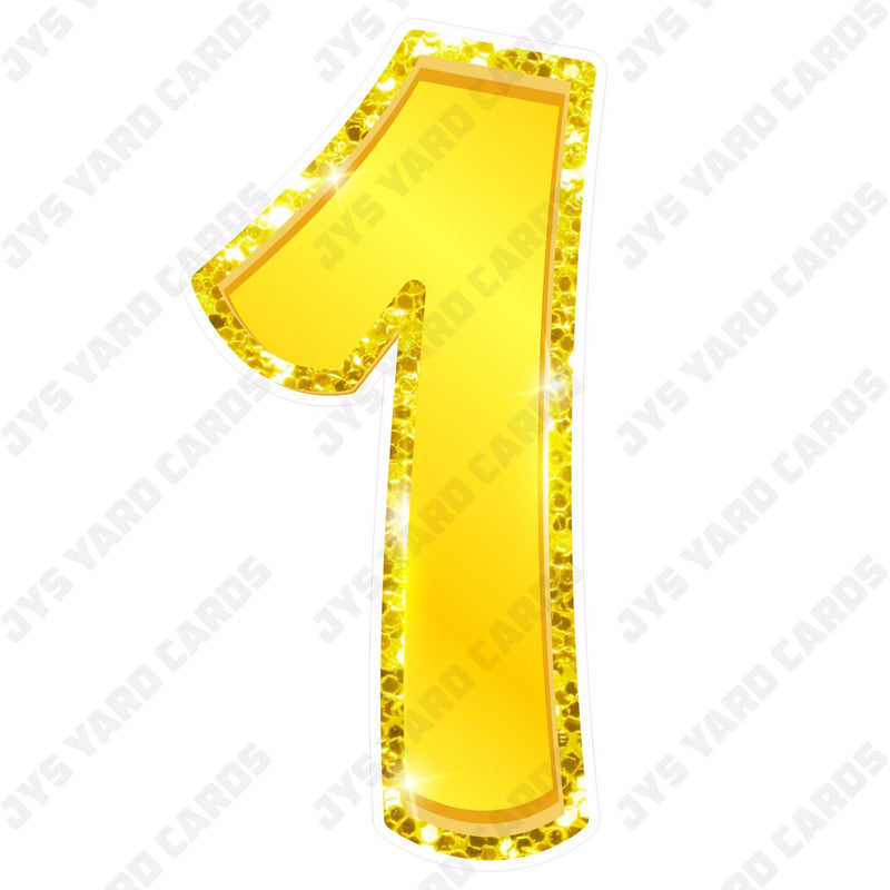 Single Numbers: 23” Bouncy Metallic Yellow - Yard Card Signs by JYS International