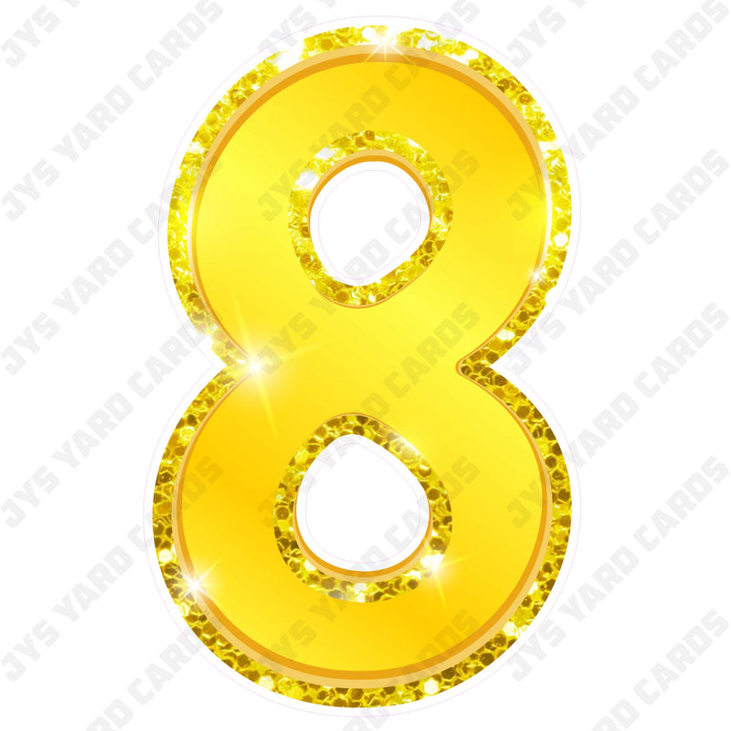 Single Numbers: 23” Bouncy Metallic Yellow - Yard Card Signs by JYS International