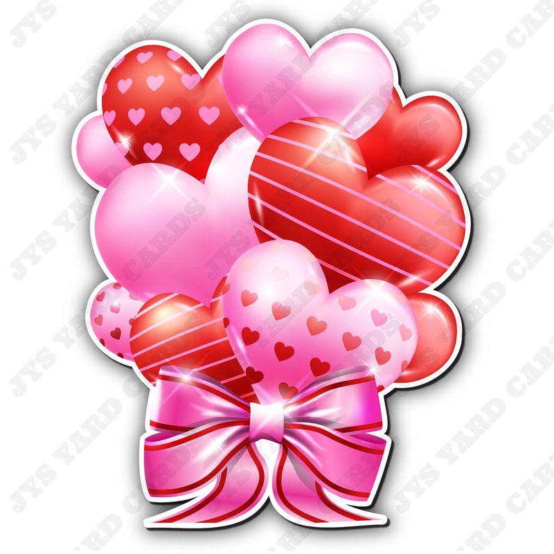 BALLOON HEARTS: RED & PINK SINGLE - Yard Card Signs by JYS International