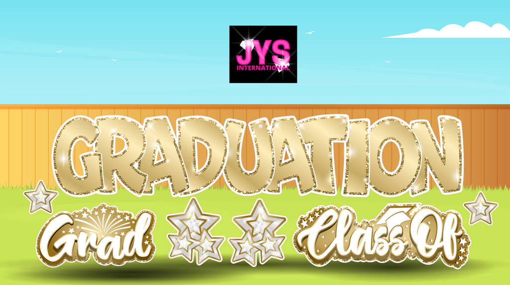 GRADUATION EZ SET: GOLD - Yard Card Signs by JYS International