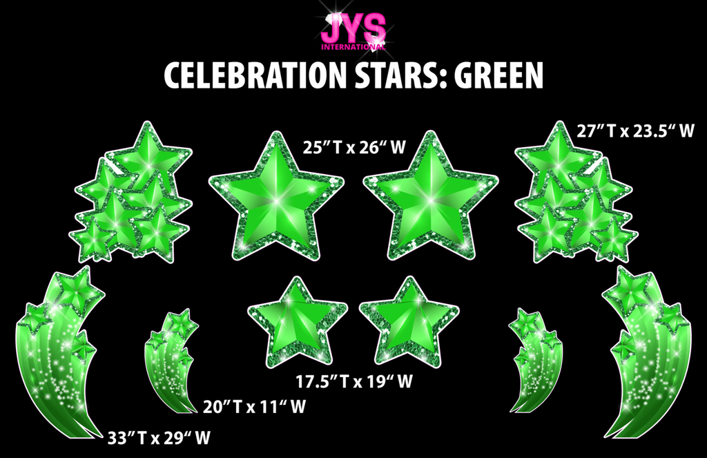 JYS CELEBRATION STARS: GREEN - Yard Card Signs by JYS International