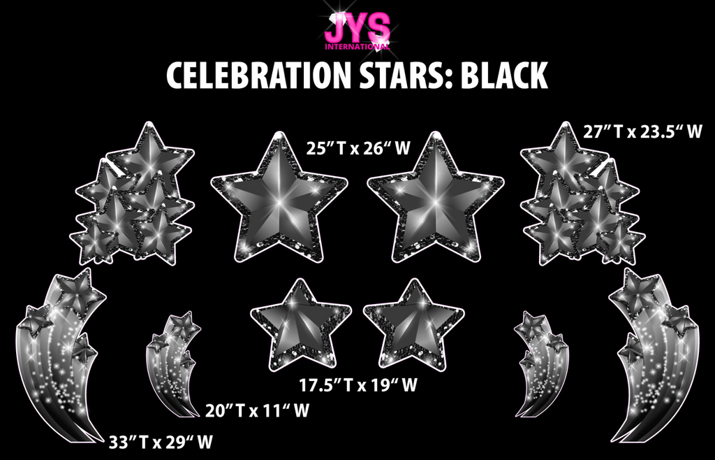 JYS CELEBRATION STARS: BLACK - Yard Card Signs by JYS International