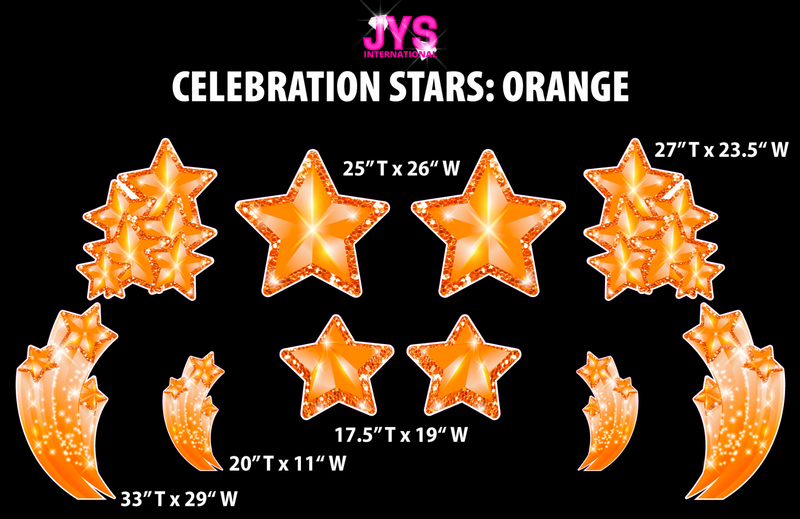 JYS CELEBRATION STARS: ORANGE - Yard Card Signs by JYS International