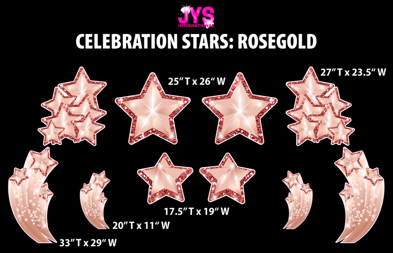 JYS CELEBRATION STARS: ROSE GOLD - Yard Card Signs by JYS International