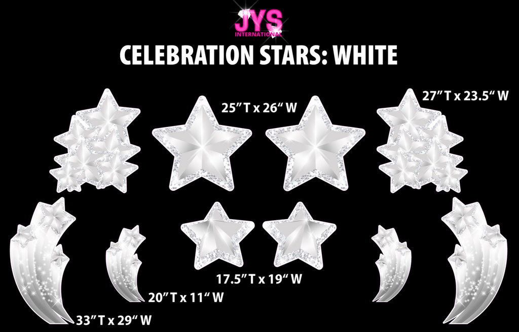 JYS CELEBRATION STARS: WHITE - Yard Card Signs by JYS International