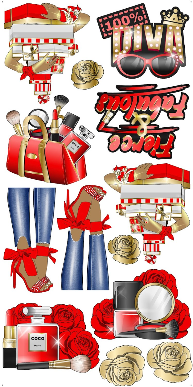 HIGH FASHION (BROWN SKIN): Gold & Red - Yard Card Signs by JYS International