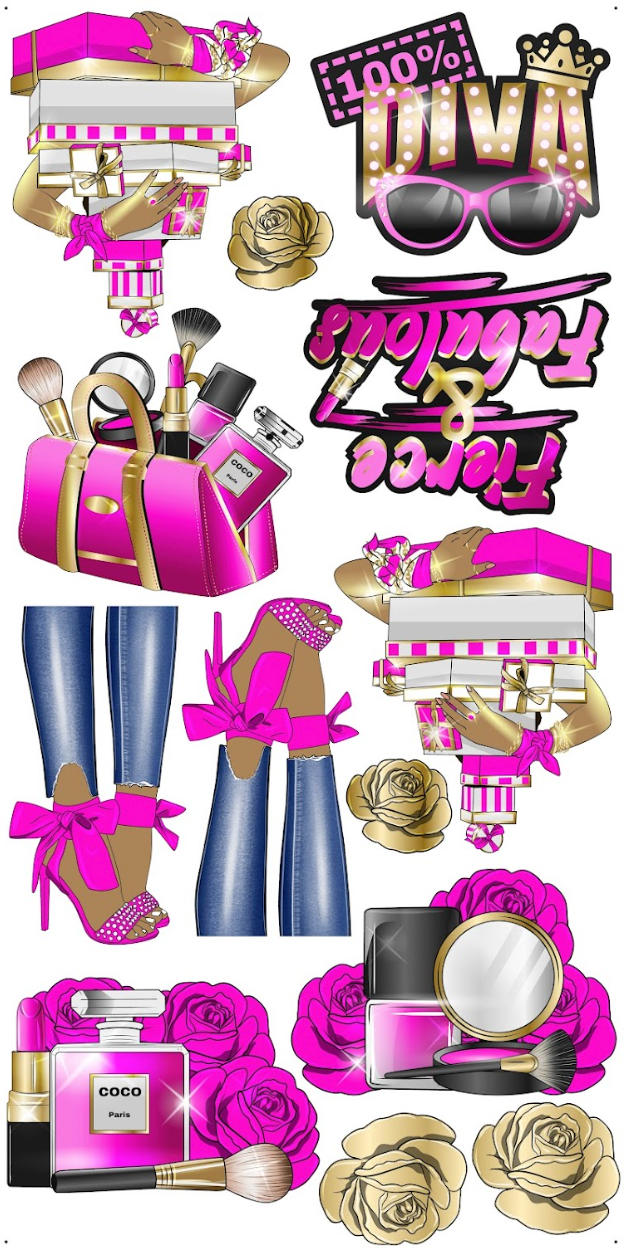 HIGH FASHION (BROWN SKIN): Gold & Hot Pink - Yard Card Signs by JYS International