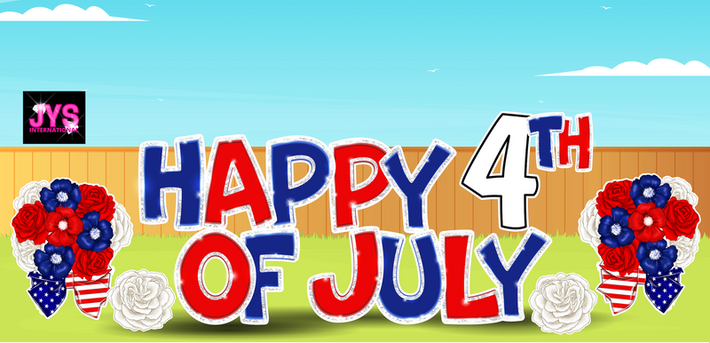 JULY 4th EZ SET (4 not included) - Yard Card Signs by JYS International