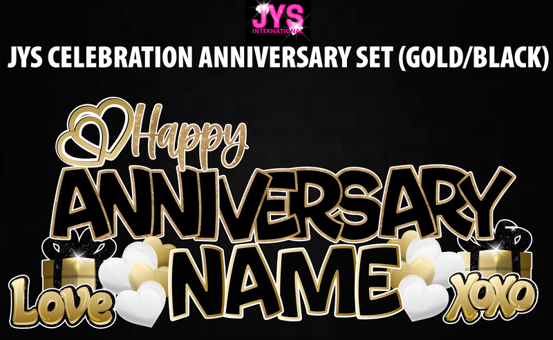 JYS ANNIVERSARY CELEBRATION SET: BLACK & GOLD - Yard Card Signs by JYS International