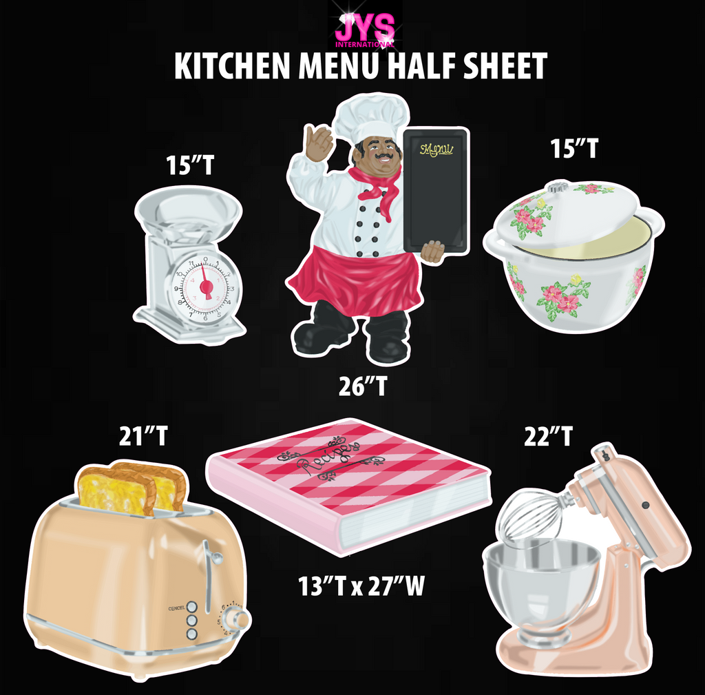 KITCHEN MENU: HALF SHEET - Yard Card Signs by JYS International