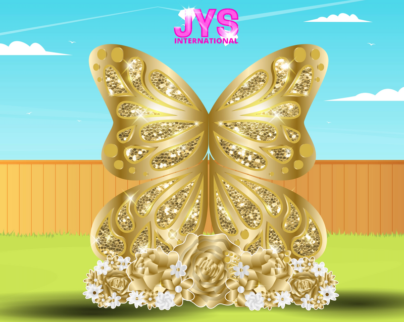 JYS BUTTERFLY CUTIE: 5FT GOLD - Yard Card Signs by JYS International