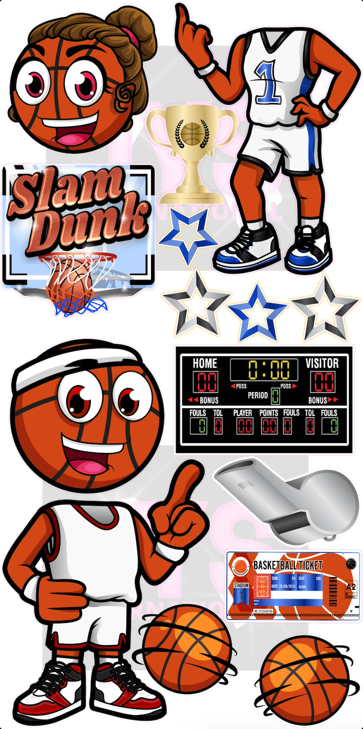 JYS BASKETBALL CUTIES: DOUBLE PACK (4FT TALL) - Yard Card Signs by JYS International