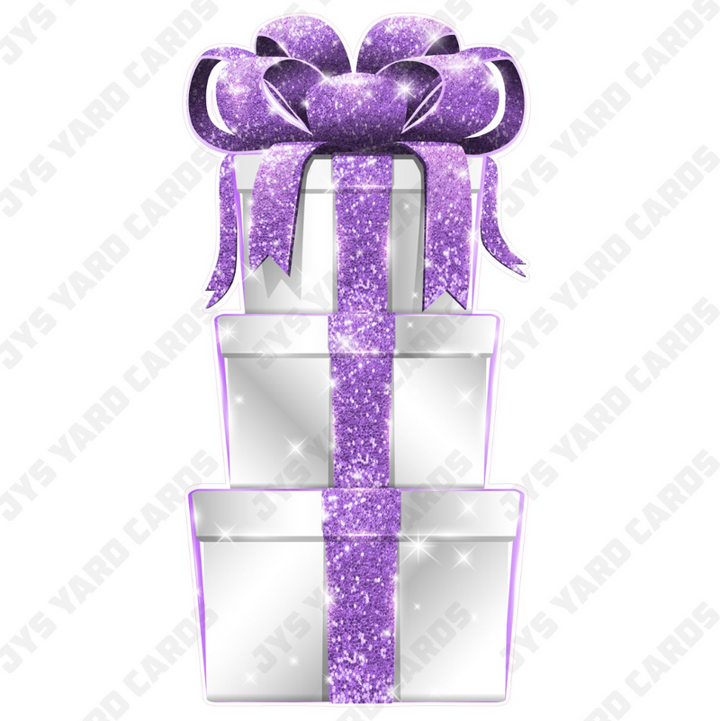 JAZZY GIFT BOX: WHITE & LIGHT PURPLE - Yard Card Signs by JYS International