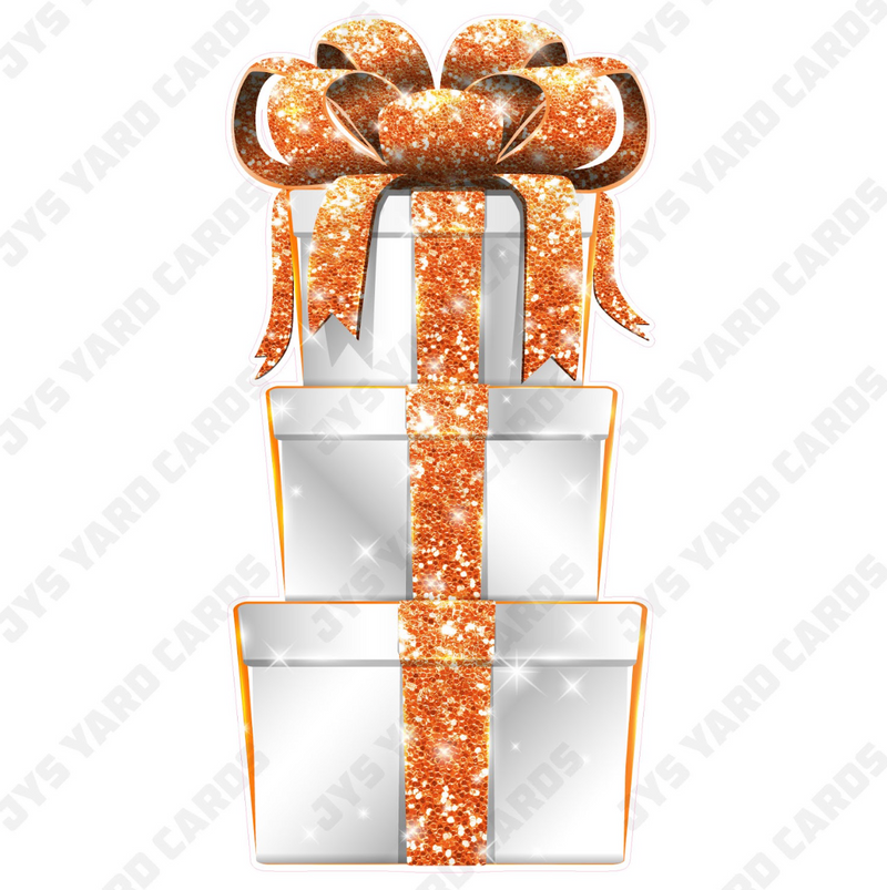 JAZZY GIFT BOX: WHITE & ORANGE - Yard Card Signs by JYS International