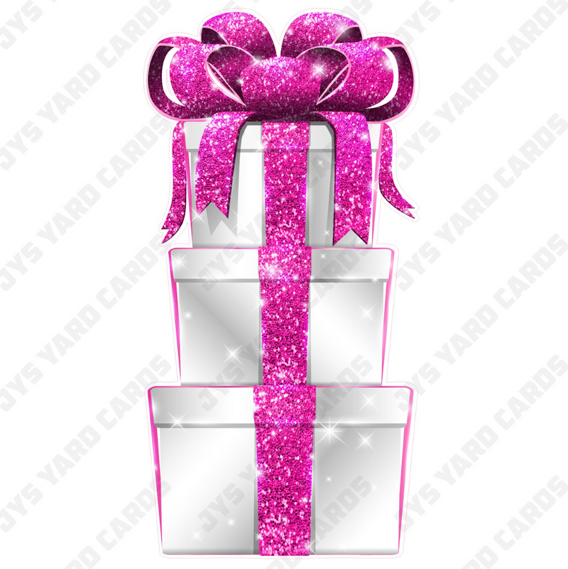 JAZZY GIFT BOX: WHITE & PINK - Yard Card Signs by JYS International