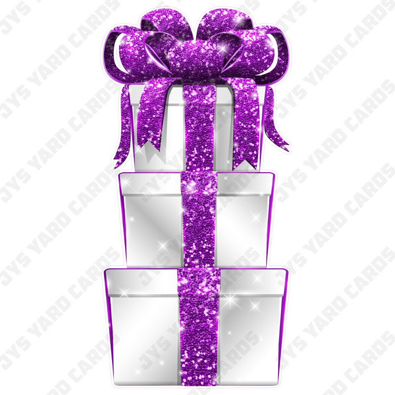 JAZZY GIFT BOX: WHITE & PURPLE - Yard Card Signs by JYS International