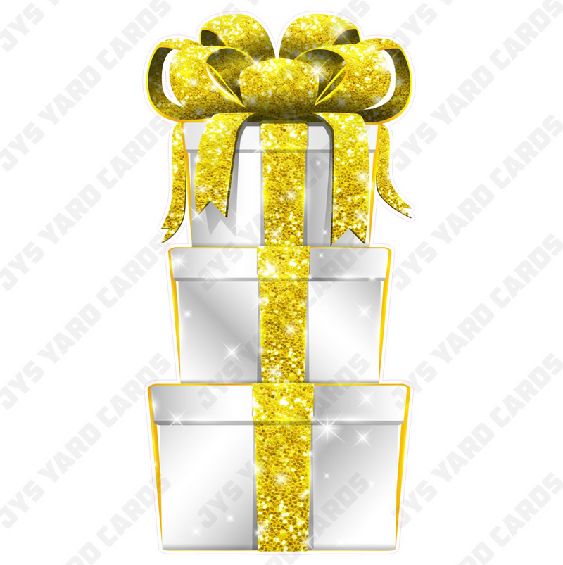 JAZZY GIFT BOX: WHITE & YELLOW - Yard Card Signs by JYS International