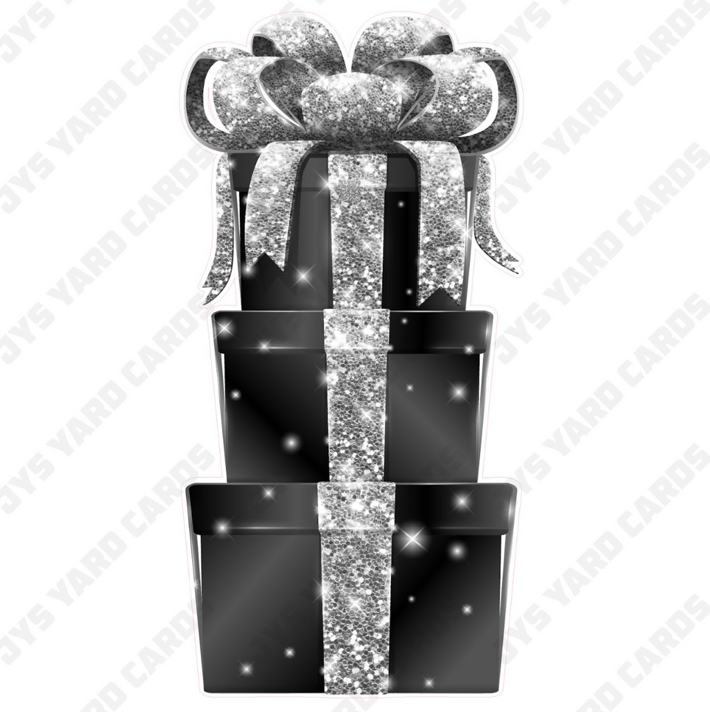 JAZZY GIFT BOX: BLACK & SILVER - Yard Card Signs by JYS International