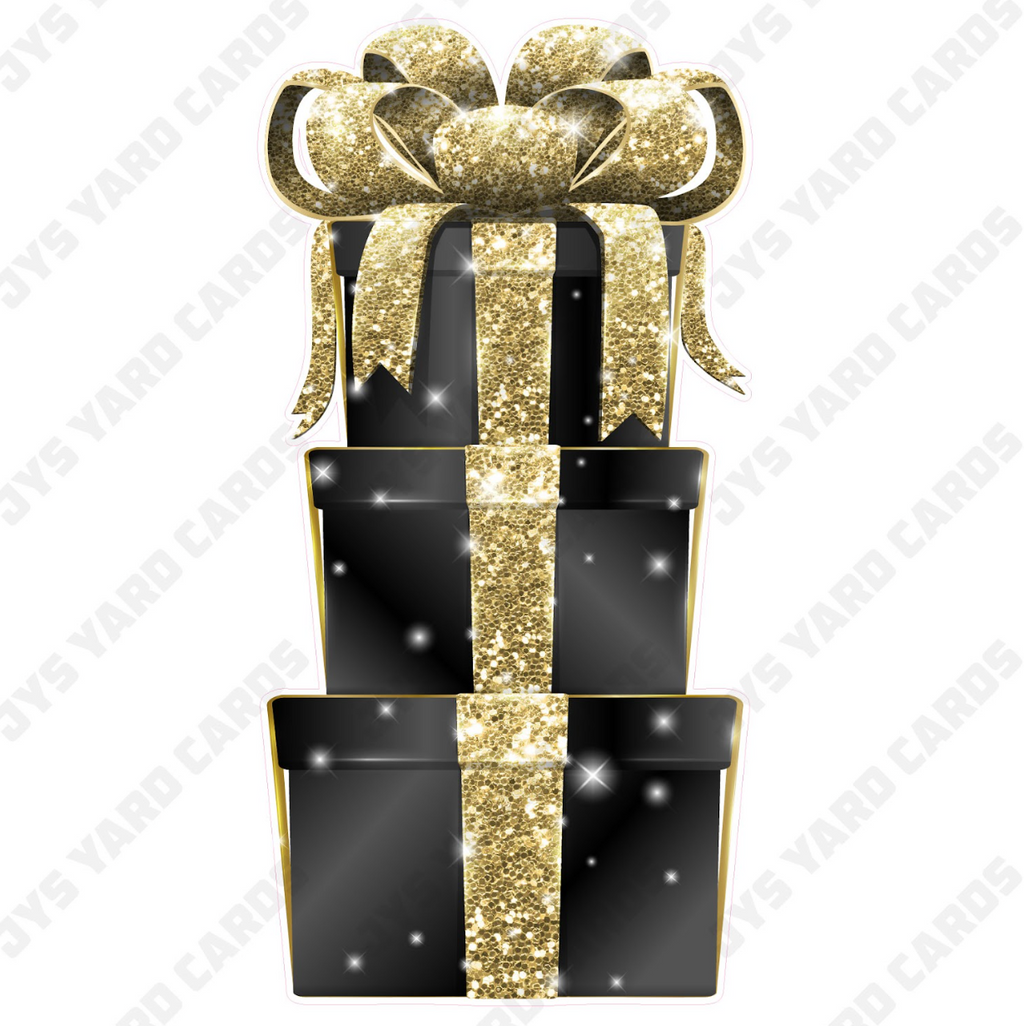 JAZZY GIFT BOX: BLACK & GOLD - Yard Card Signs by JYS International