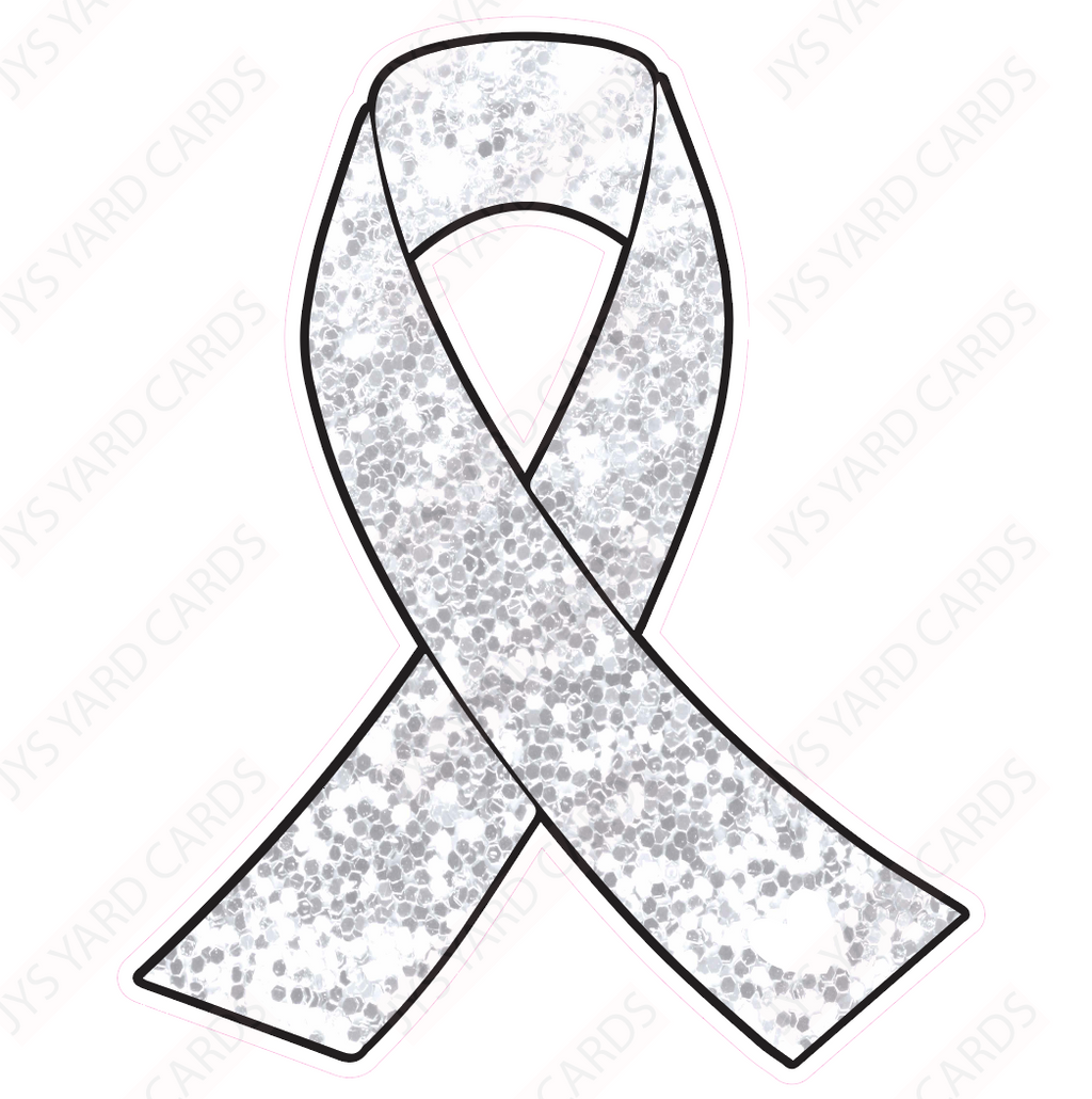 RIBBON: WHITE GLITTER - Yard Card Signs by JYS International