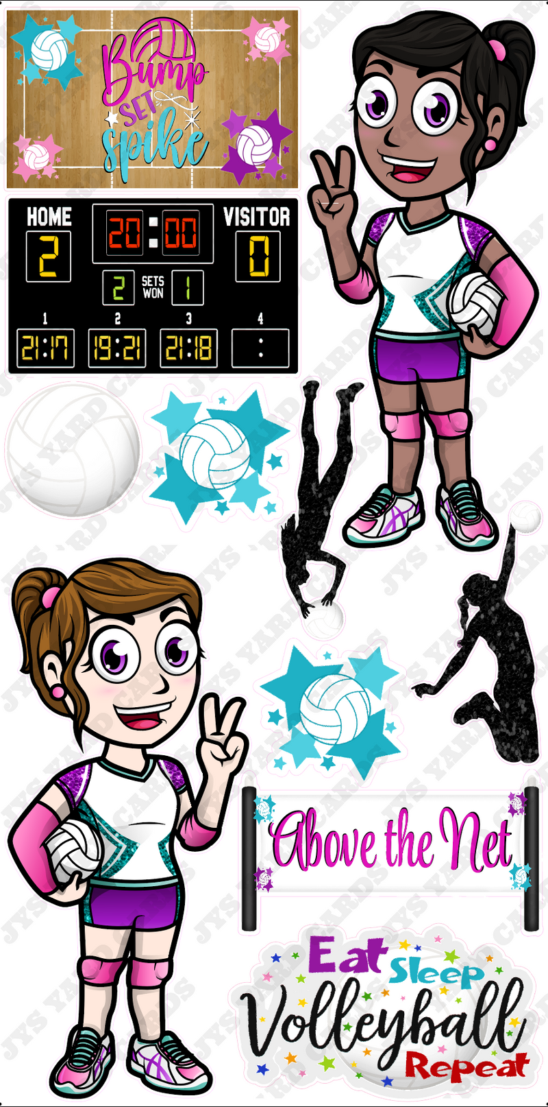 JYS VOLLEYBALL DOUBLE PACK (4FT TALL) - Yard Card Signs by JYS International