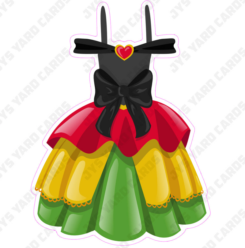 DRESS: RED, BLACK, GREEN, YELLOW - Yard Card Signs by JYS International