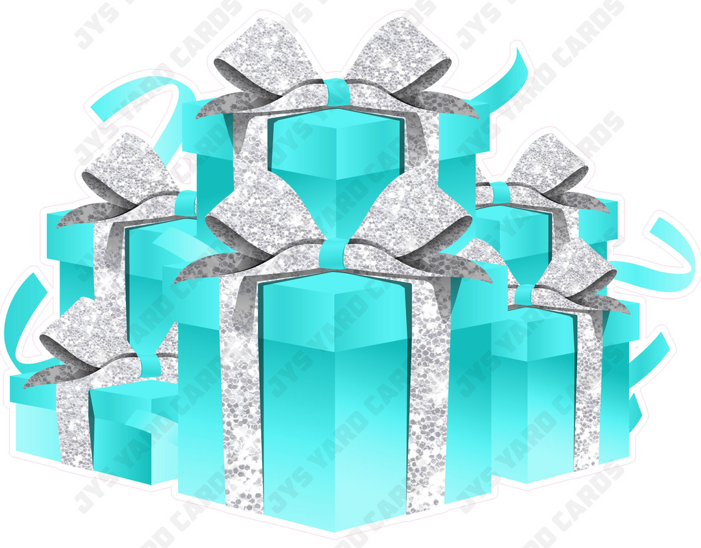 GIFT BOX BUNDLE: TIFFANY BLUE W/ WHITE - Yard Card Signs by JYS International