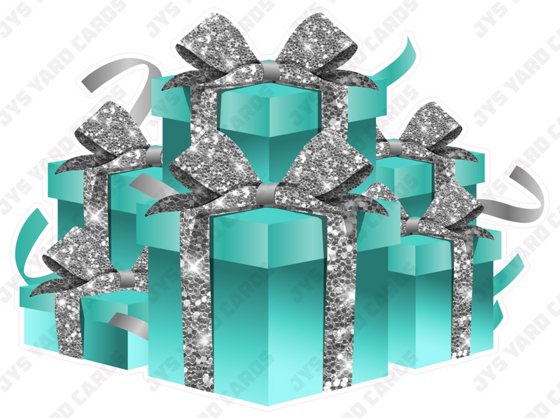 GIFT BOX BUNDLE: TEAL & SILVER - Yard Card Signs by JYS International