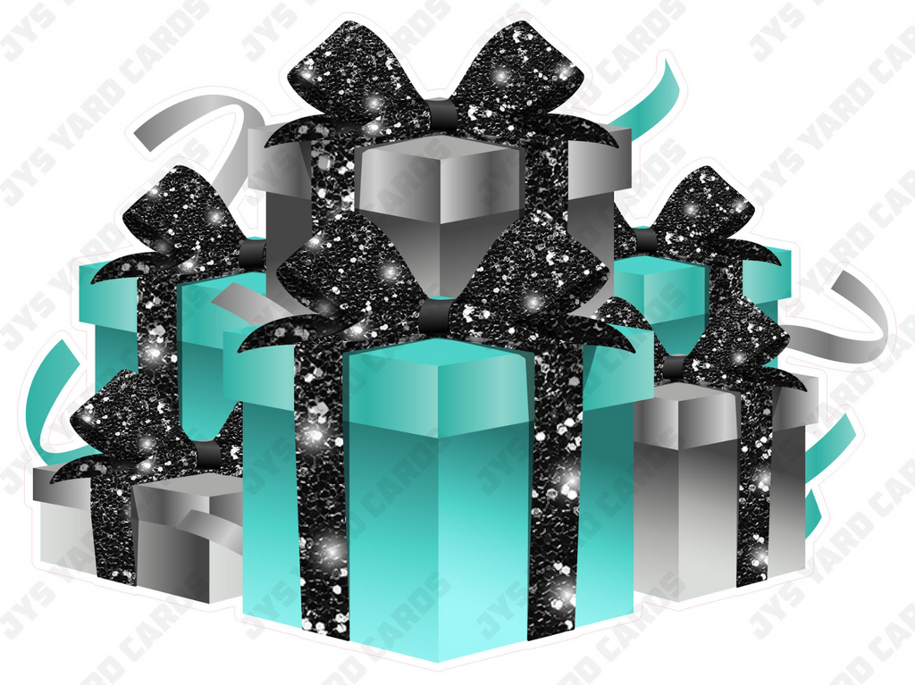 GIFT BOX BUNDLE: TEAL, BLACK & SILVER - Yard Card Signs by JYS International